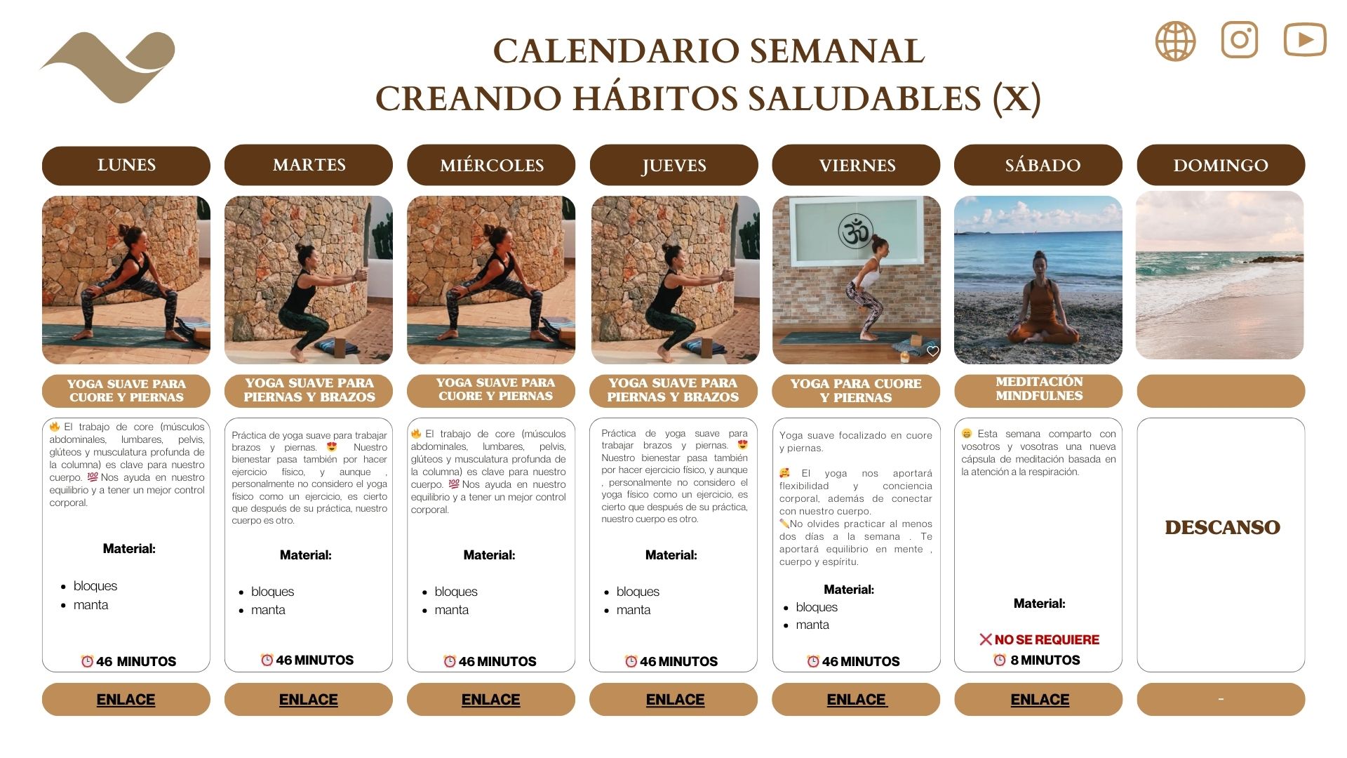 Calendario yoga y mindfulness . Yoga suave para todos